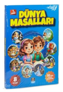 1. Sınıflara Dünya Masalları Seti (8 Kitap) Kelime Anahtarı Çıkartmalı Renkli Resimli