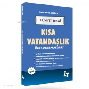 4T Yayınları KPSS Kısa Vatandaşlık Özet Ders Notlar