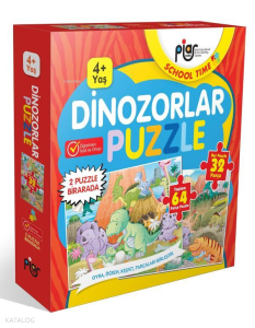 Dinozorlar Puzzle - 64 Parça Puzzle - 2 Puzzle Bir Arada - 4+ Yaş
