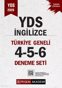 Pegem Akademi 2026 YDS İngilizce Tamamı Çözümlü Türkiye Geneli 4-5-6 (3'lü Deneme Seti)