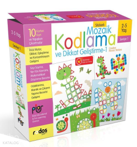 Stickerli Mozaik Kodlama ve Dikkat Geliştirme - Seviye 1 (2-5 Yaş)