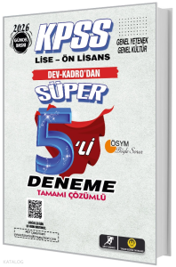 Tasarı KPSS Lise-Önlisans Süper 5'li Deneme