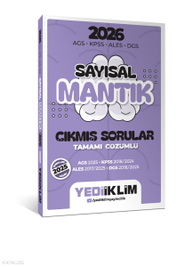 Yediiklim Yayınları 2026 AGS KPSS ALES DGS Sayısal Mantık Tamamı Çözümlü Çıkmış Sorular