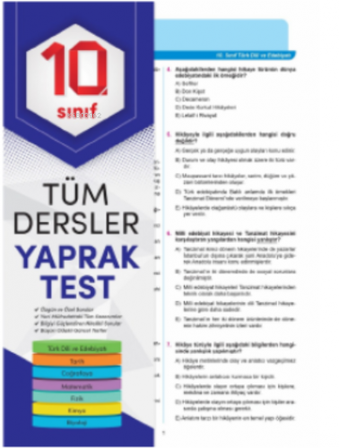 10 Sınıf Tüm Dersler Yaprak Test