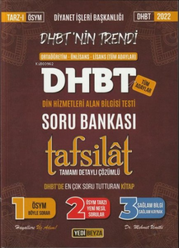 2022 DHBT Tafsilat Tamamı Çözümlü Soru Bankası Mehmet Ümütli