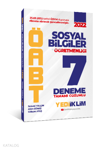 2022 ÖABT Sosyal Bilgiler Öğretmenliği Tamamı Çözümlü 7 Deneme Selami 