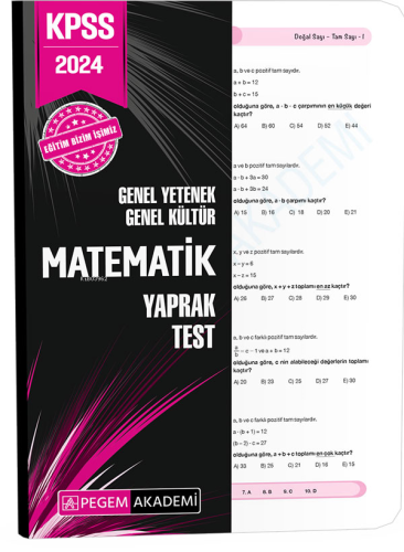 2024 KPSS Genel Yetenek Genel Kültür Matematik Yaprak Test Kolektif