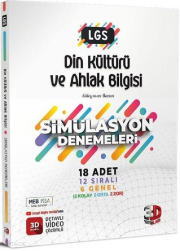 3D Yayınları LGS Din Kültürü ve Ahlak Bilgisi Simülasyon 18 Deneme Video Çözümlü 3D Yayınları