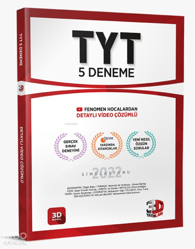3D Yayınları TYT 5'li Paket Deneme Detaylı Video Çözümlü
