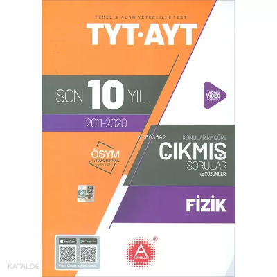 A Yayınları Tyt Ayt Fizik Son 10 Yıl Çıkm -2021
