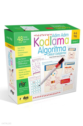 Adım Adım Kodlama, Algoritma, Dikkat Geliştirme / Seviye 2 / 4-6 Yaş K