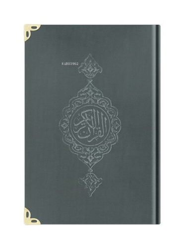 Çanta Boy Kadife Kur'an-ı Kerim (Koyu Gri-Yaldızlı-Mühürlü)