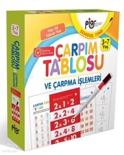 Çarpım Tablosu ve Çarpma İşlemleri / Yaz-Sil-Tekrar Yaz / 3-7 Yaş / Piar Kids