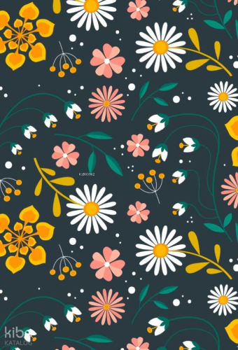 Çiçek Cümbüşü Siyah Zemin Özel Tasarımlı Defter (Çizgili) Kolektif