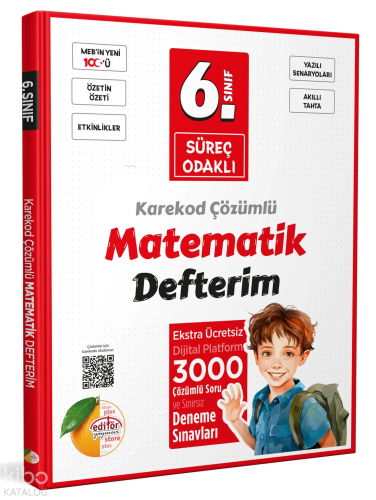 Editör Yayınevi 6. Sınıf Süreç Odaklı Matematik Defterim - Karekod Çözümlü