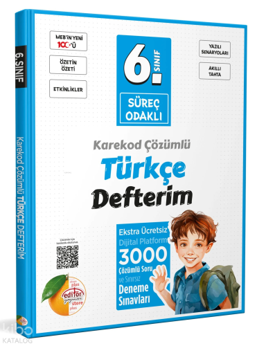 Editör Yayınevi 6. Sınıf Süreç Odaklı Türkçe Defterim - Karekod Çözümlü