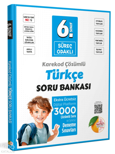 Editör Yayınevi 6. Sınıf Süreç Odaklı Türkçe Soru Bankası - Karekod Çözümlü