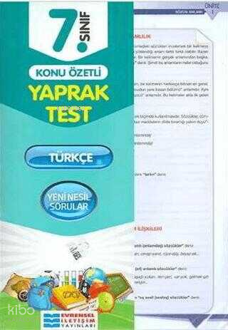 Evrensel İletişim Yayınları 7. Sınıf Türkçe Konu Özetli Yaprak Test