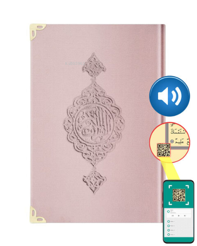 Hafız Boy Kadife Kur'an-ı Kerim; (Pudra Pembe, Yaldızlı, Mühürlü)