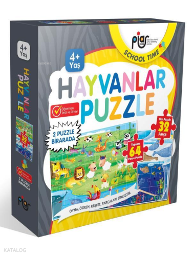 Hayvanlar 64 Parça Puzzle Seti (4+Yaş) Kolektif