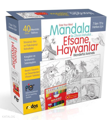 Mandala Efsane Hayvanlar ve 12'li Boya Kalemi
