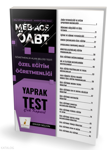Pelikan Yayınevi MEB-AGS ÖABT Özel Eğitim Öğretmenliği Yaprak Test
