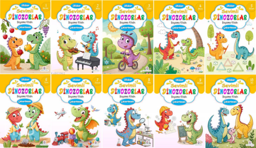 Sevimli Dinozorlar Boyama Kitabı (10 Kitap) Ali Ünlü