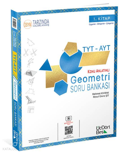 Üç Dört Beş 2027 YKS TYT AYT Geometri-1 Konu Anlatımlı Soru Bankası Me