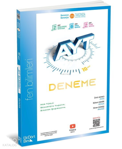 Üç Dört Beş Yayınları AYT 10'lu Fen Bilimleri Deneme