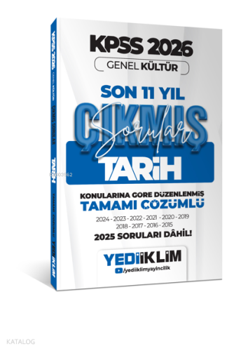 Yediiklim 2026 KPSS Genel Kültür Tarih Konularına Göre Tamamı Çözümlü 