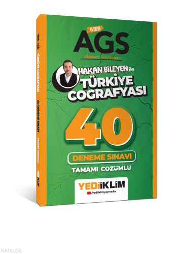 Yediiklim Yayınları MEB AGS Hakan Bileyen ile Türkiye Coğrafyası Tamamı Çözümlü 40 Deneme Sınavı