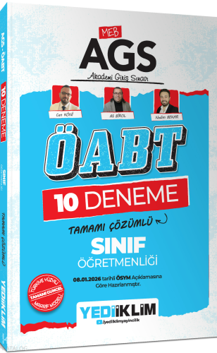 Yediiklim Yayınları MEB AGS ÖABT Sınıf Öğretmenliği Tamamı Çözümlü 10 Deneme Sınavı